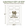 Avery EcoFriendly Laser/Inkjet Rectangle Multipurpose Labels, 1-1/2" x 2-3/4", White, 250/Pack (94230)~#|#~50706862-1E63-458D-91F858A2F78AEB09_sc7