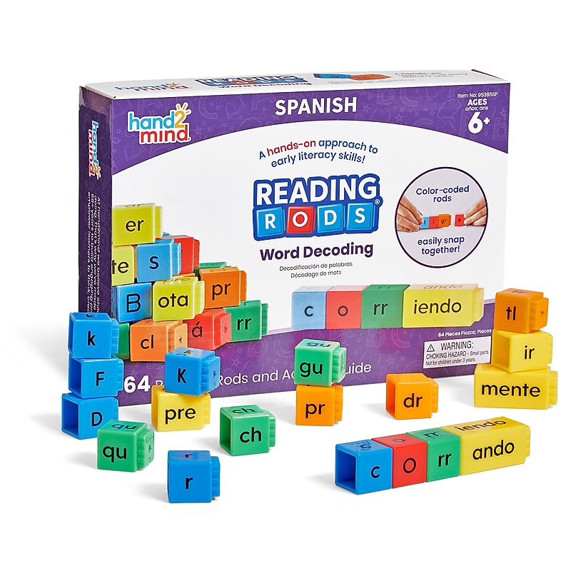 hand2mind Reading Rods Word Decoding in Spanish, Assorted Colors (95395SP) image 1