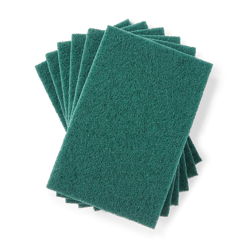 Coastwide Professional™ Medium Duty Scouring Pad, Green, 10/Pack (CW56787) image 1