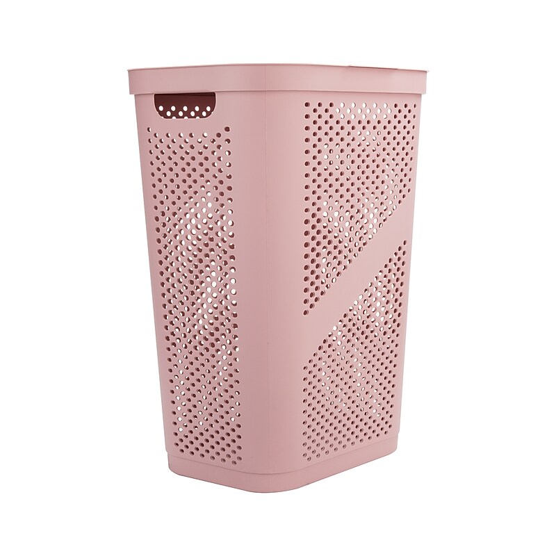 Mind Reader 15.85-Gallon Slim Laundry Hamper with Lid, Plastic, Pink (HBIN60-PNK) image 1