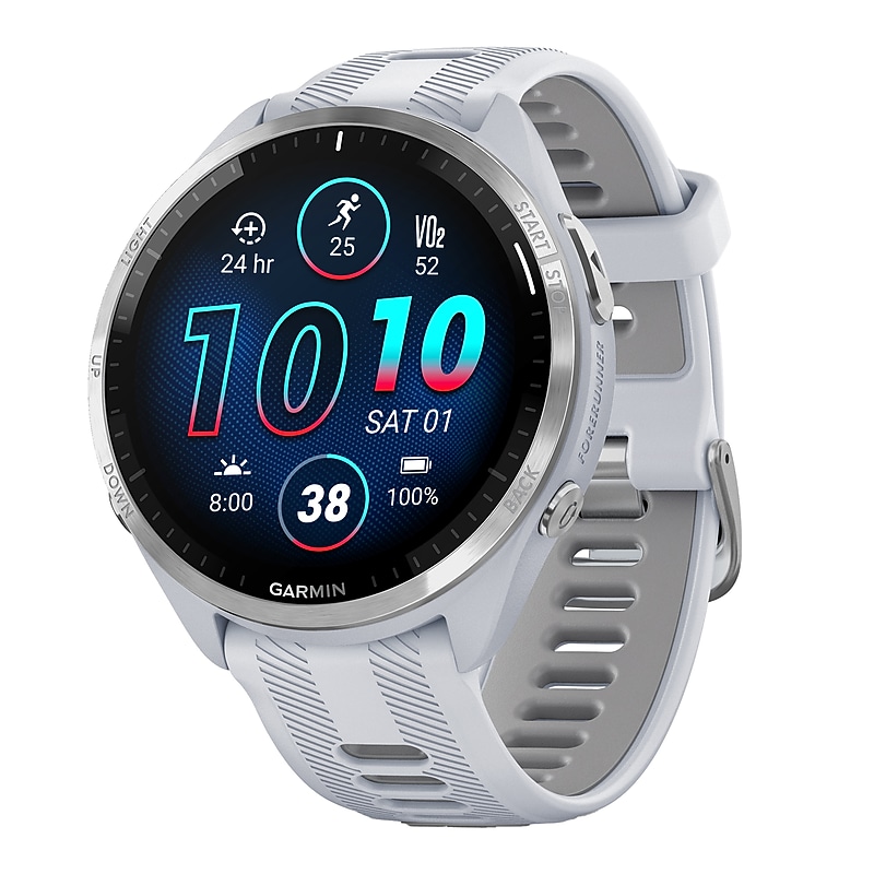 Garmin Forerunner 965 Smartwatch, GPS, 47mm, Whitestone & Powder Gray Silicone Band (010-02809-01) image 1