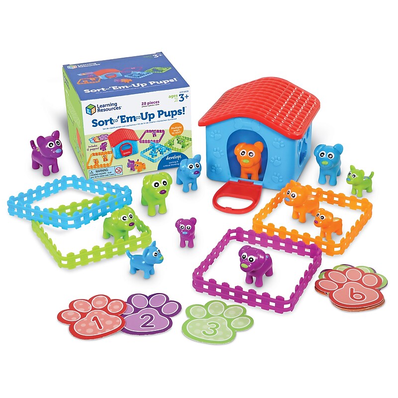 Learning Resources Sort-'Em-Up Pups Educational Toys, Assorted Colors, 28 Pieces (LER6809) image 1