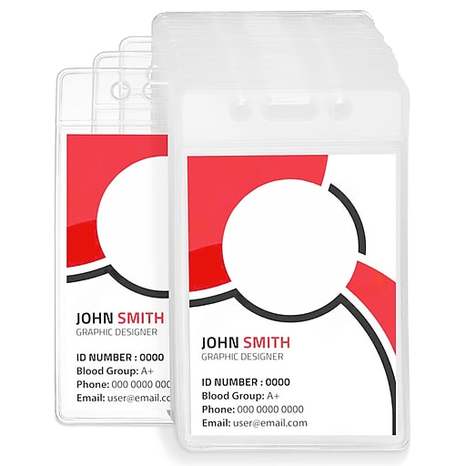 Staples ID Badge Holders, Vinyl, Clear, 50/Pack (37868-CC) | Staples