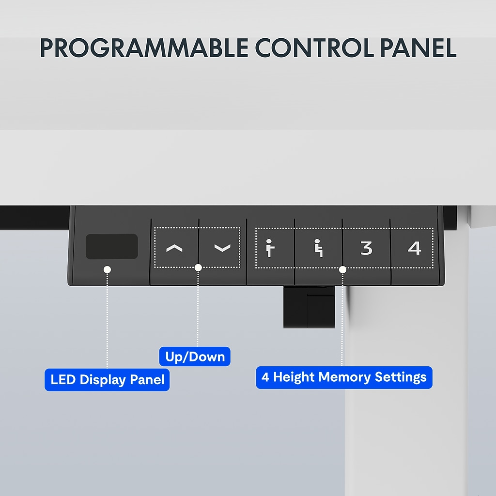 Control panel and memory height settings on desk