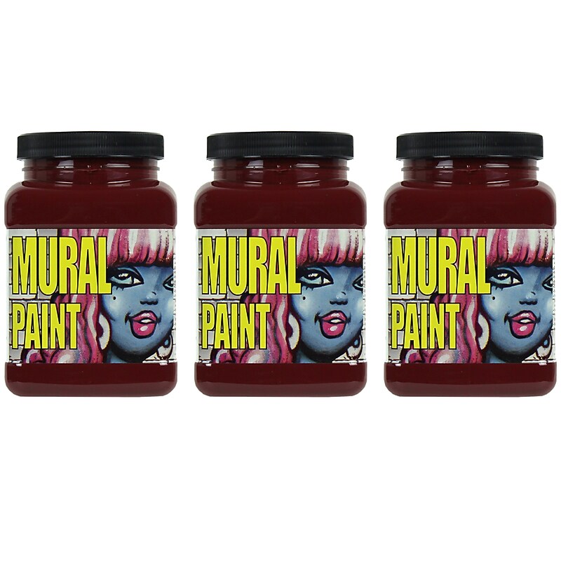 Chroma Acrylic Mural Paint, Brick (Dark Red), 16 oz., 3/Bundle (CRM2477-3) image 1