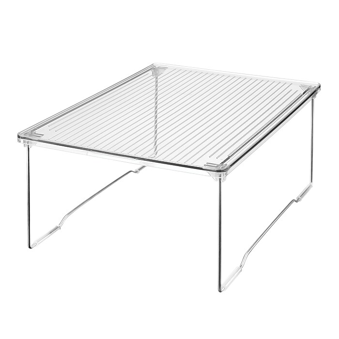iDESIGN Small Stackable Folding Plastic Storage Bin, Clear