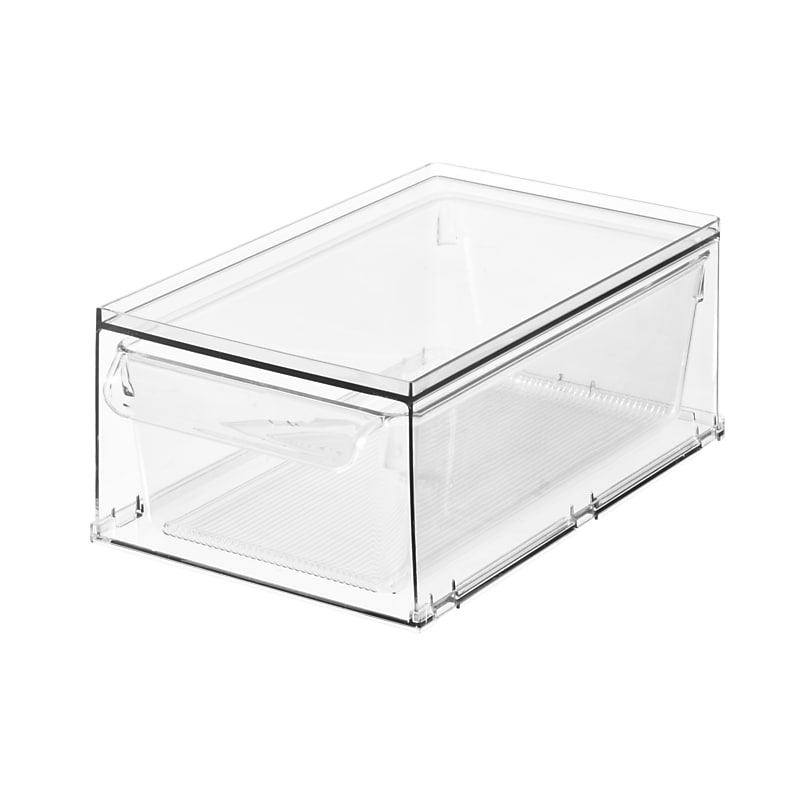 iDESIGN Small Stackable Plastic Storage Bin, Clear (40344) image 1