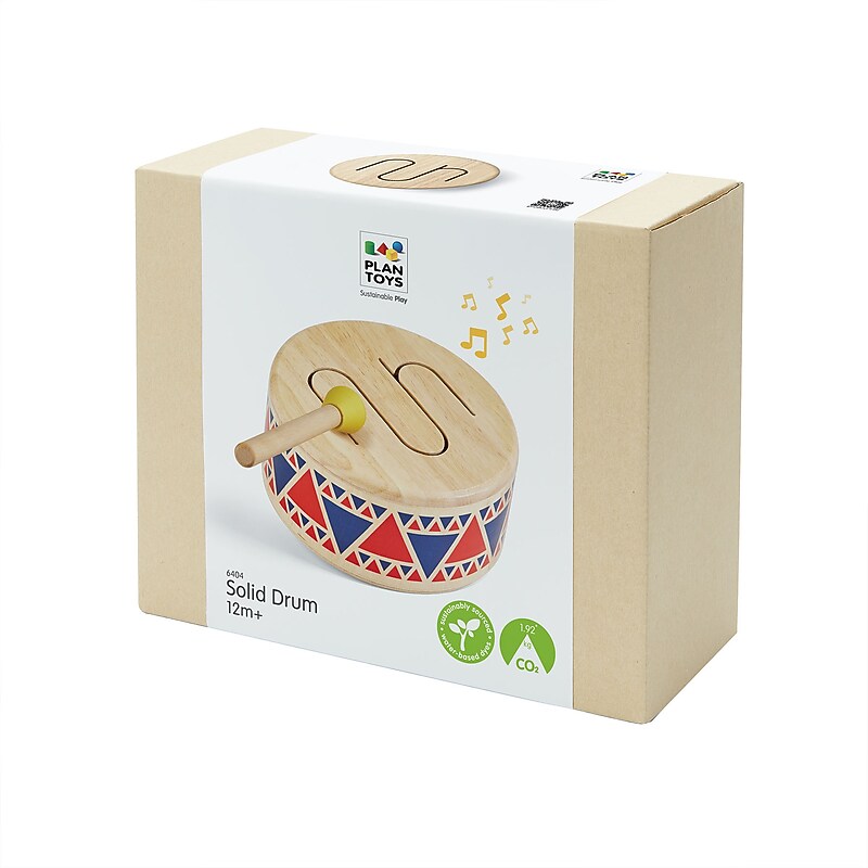 PlanToys 6.6" Wooden Solid Drum Toy Percussion Instrument (PTS6404) image 1