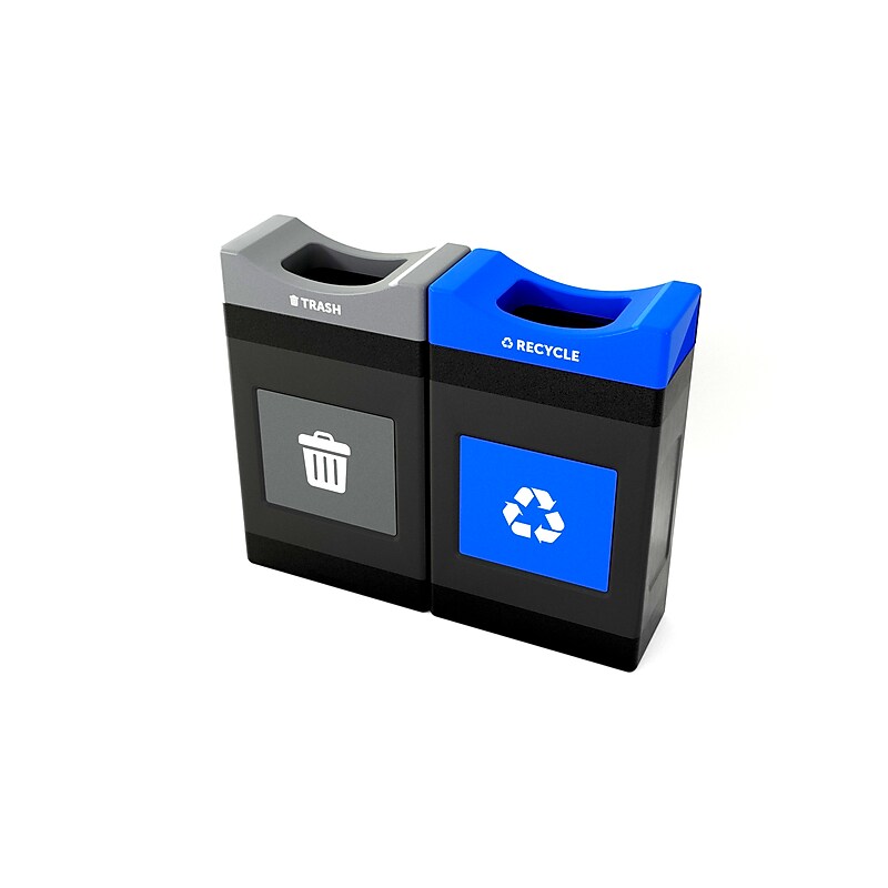 Commercial Zone Avante Series Polyethylene Dual-Stream Trash and Recycling Center, 60 Gallon, Black (787207MSA) image 1