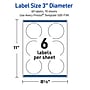 Avery Round Laser/Inkjet Multipurpose Labels, 3" Dia., White, 60/Pack (19479370864)~#|#~509951DD-5D6F-4663-B61CFDAF4E874BDF_sc7