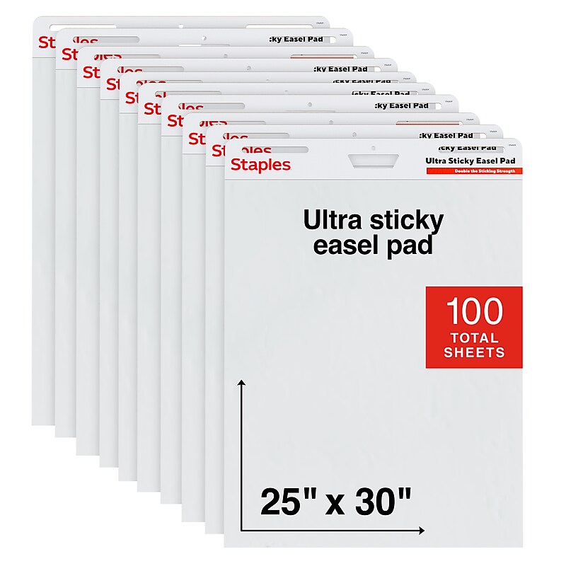 Staples Ultra Sticky Easel Pad, 25" x 30", 10 Sheets/Pad, 10 Pads/Carton (ST62839) image 1