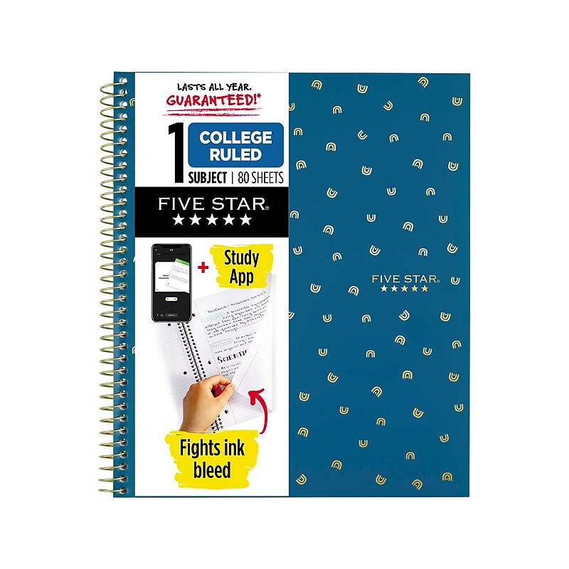 Five Star Style 1-Subject Notebooks, 8.5" x 11", College Ruled, 80 Sheets, Each (820156F) image 1