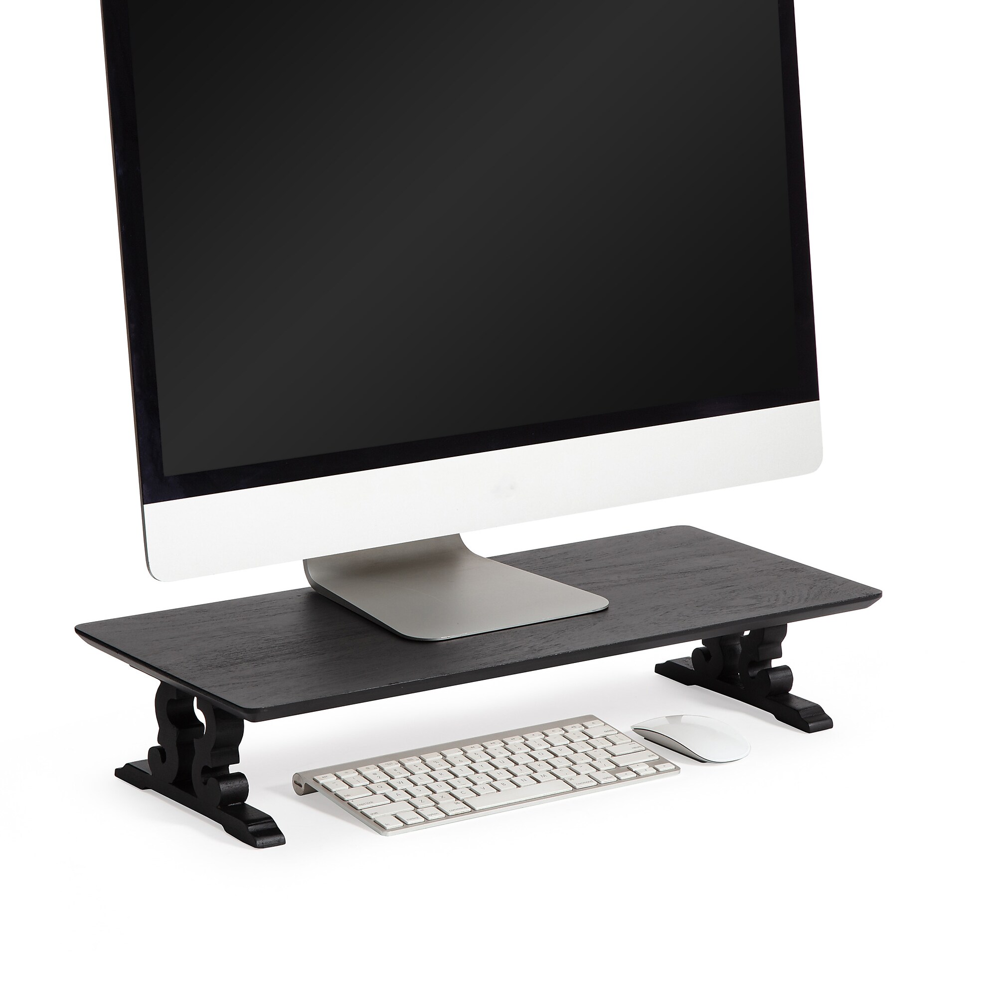 Anji Mountain Acacia Wood Monitor Stand, Up to 32″ Monitor, Black (MS-BLK-02BLK) Sansujyuku sansujyuku.com