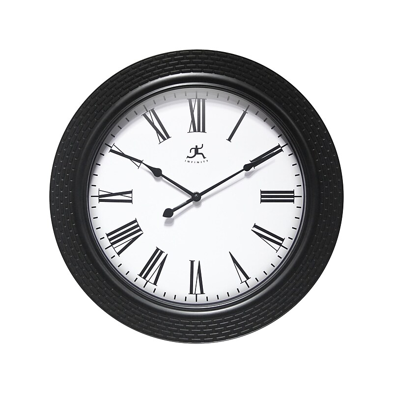 Infinity Instruments Roman Weave Wall Clock, 16"Dia. (20307BK-4545) image 1