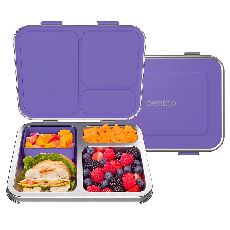 Bentgo Kids Leak-Resistant Lunch Box, 3-Compartment, Purple (BGOSTL-P) image 1