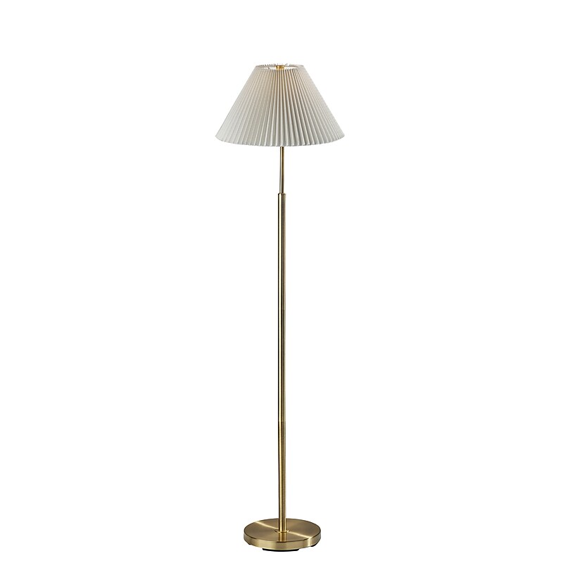 Simplee Adesso Jeremy 60.75"H Antique Brass Floor Lamp with White Pleated Fabric Shade (SL9500-21) image 1