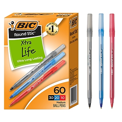 BIC Round Stic Ballpoint Pens - 144-Count Bulk Pack Of Blue Medium Point Pens