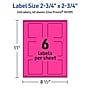 Avery Square Laser/Inkjet Multipurpose Labels, 2.75" x 2.75", Neon Magenta (240/Box)~#|#~50C41BB8-82E9-4526-AF2B77C7560FB7EB_sc7