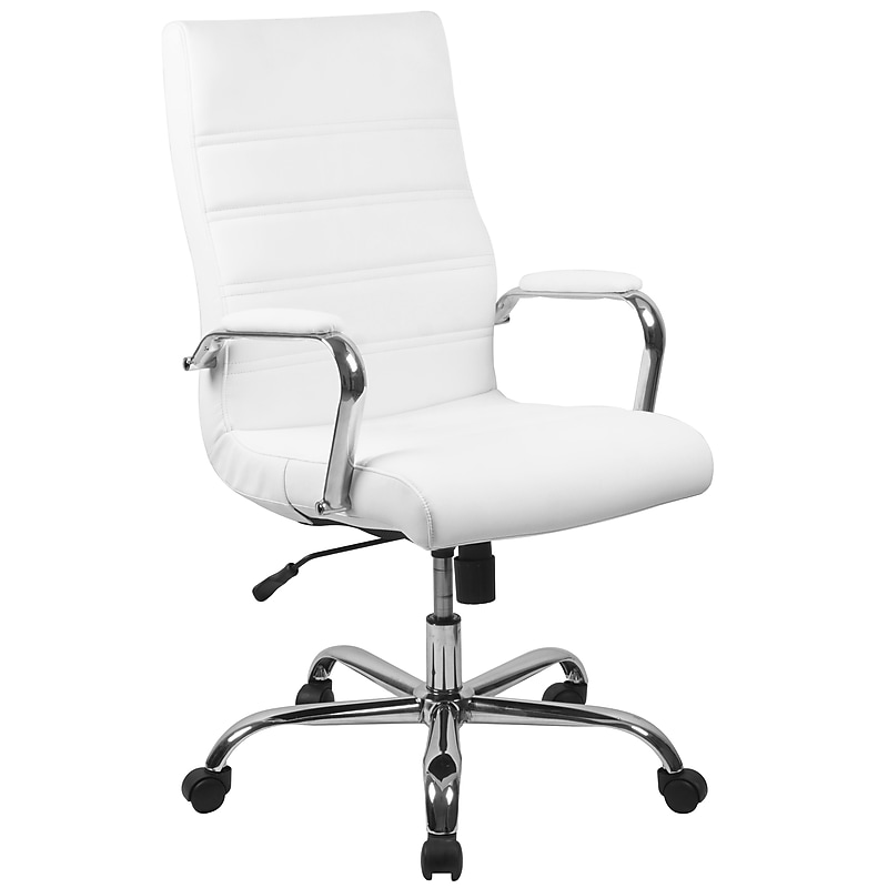 Flash Furniture Whitney Ergonomic LeatherSoft Swivel High Back Executive Office Chair, White/Chrome (GO2286HWH) image 1