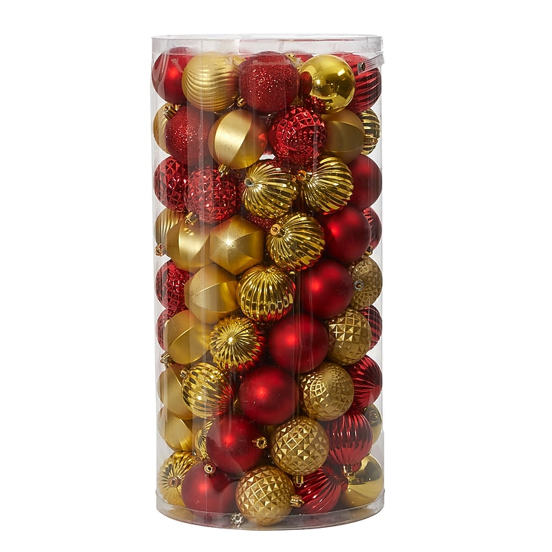 Nearly Natural Holiday Shatterproof Red Christmas Tree Ornament Set, 60mm, 101/Set (D1002-RD) image 1
