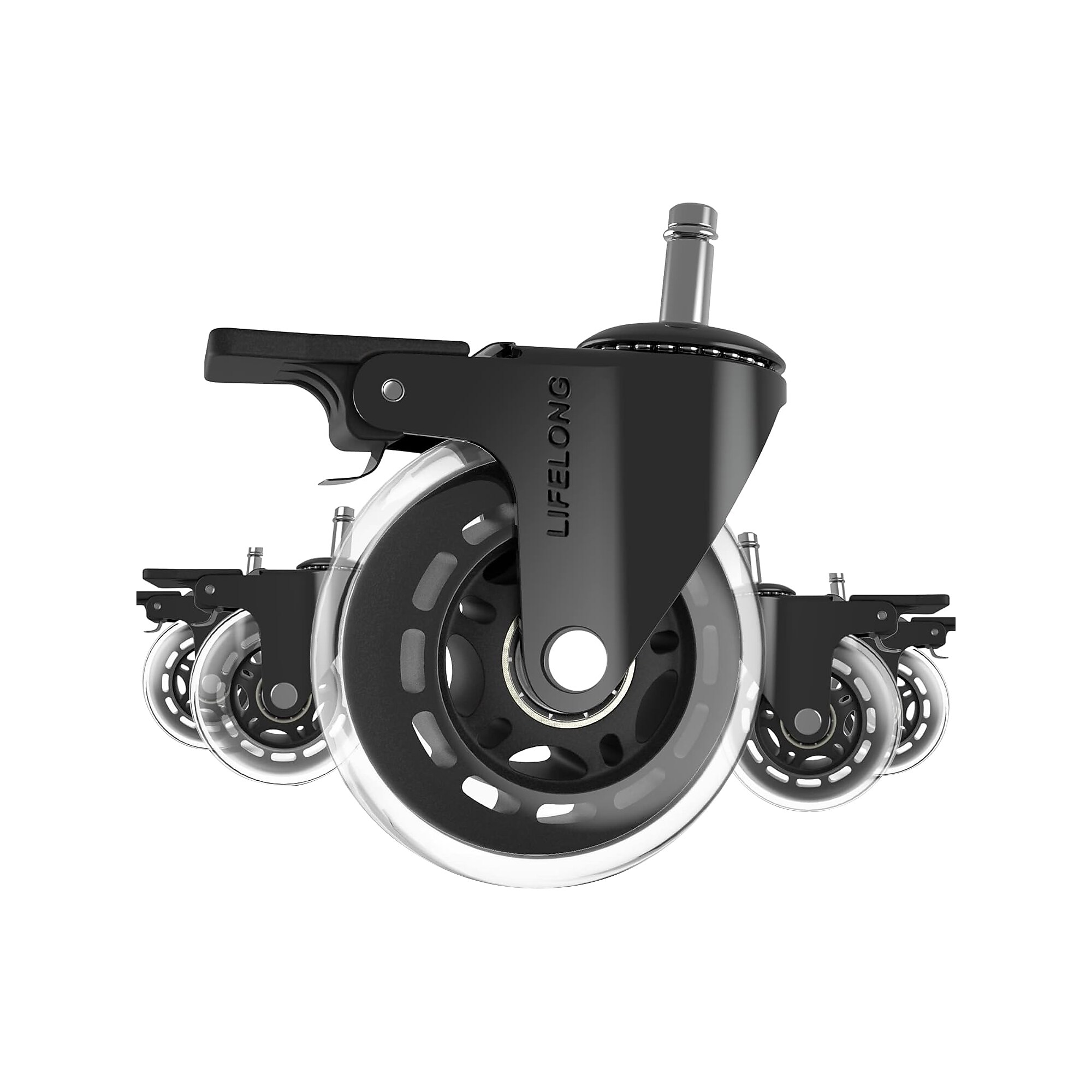 Lifelong Wheels Chair Caster, Clear/Black, 5/Set (B0B8LD3VSW) Simolary simolary.com