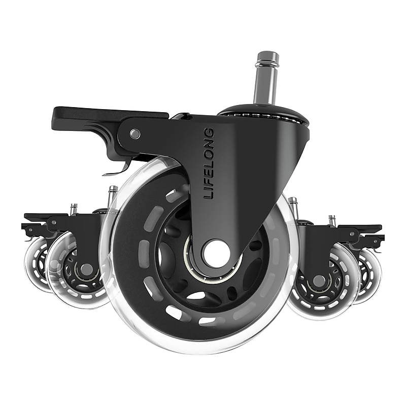 Lifelong Wheels Chair Caster, Clear/Black, 5/Set (B0B8LD3VSW) image 1