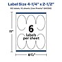 Avery Laser/Inkjet Oval Multipurpose Labels, 2.5"  Dia, Glossy White, 60/Pack (94058)~#|#~50C9411E-E7B4-4265-8D624DCCAB85557D_sc7