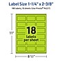 Avery Printable Rectangle Multipurpose Labels, 1-1/4" x 2-3/8", Bright Green, 180/Pack (94227)~#|#~50CE1E29-BD54-4968-841756BE262A5F25_sc7