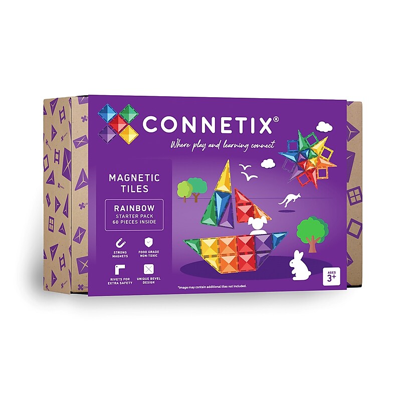 Connetix Magnetic Tiles Rainbow Starter Pack, 60 Pieces (CNTR00060ST) image 1