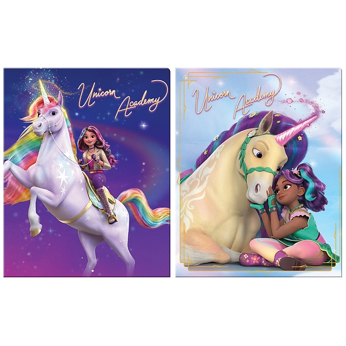 Inkology Unicorn Academy Glossy 3-Hole Punched 2 Pocket Portfolio