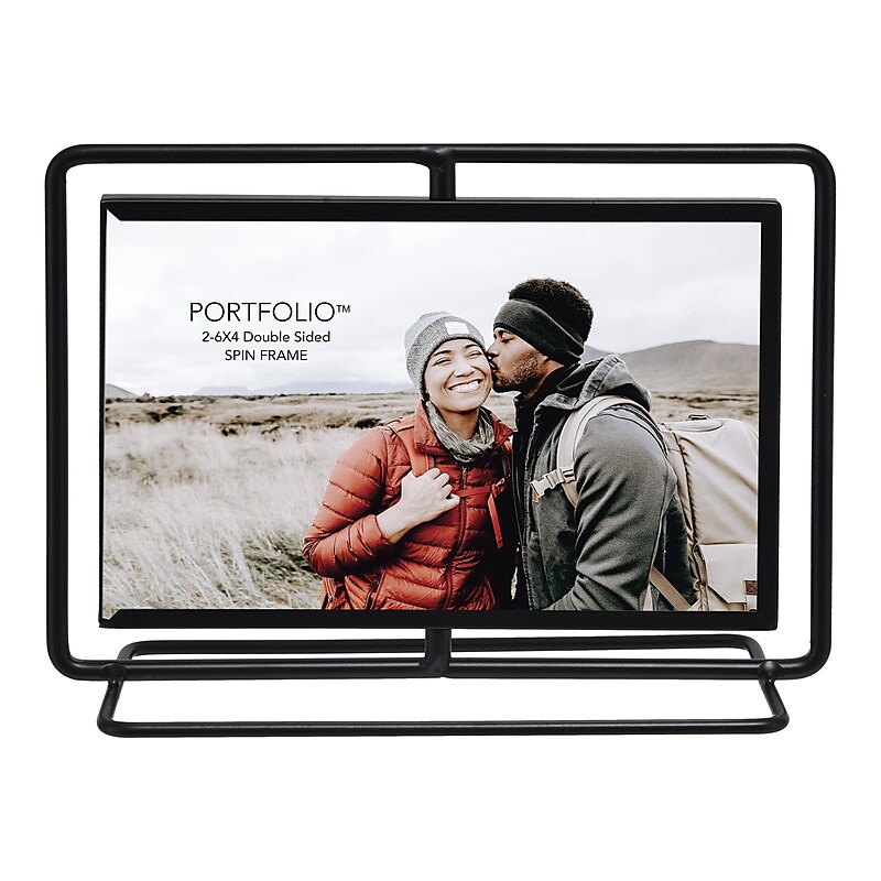 Portfolio 4" x 6" Metal Double-Sided Picture Frame, Black (7D7664DA BLK) image 1
