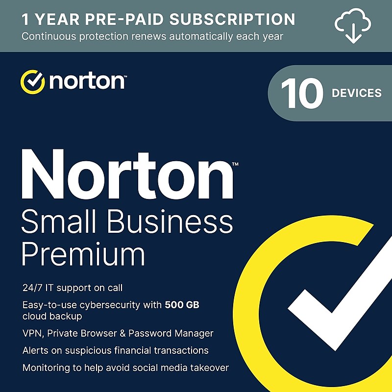 Norton Small Business Premium 2025, Business-Grade Cybersecurity with Antivirus for 10 Devices, 1 Year Subscription image 1