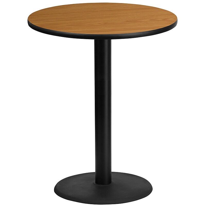 Flash Furniture 36'' Round Laminate Table Top with 24'' Round Bar-Height Table Base, Natural (XURD36NTTR24B) image 1