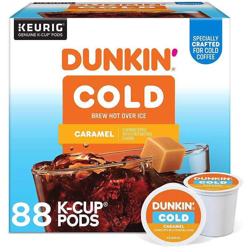 Dunkin' Cold Caramel Iced Coffee Keurig® K-Cup® Pods, Medium Dark Roast, 88/Carton (5000375314CT) image 1