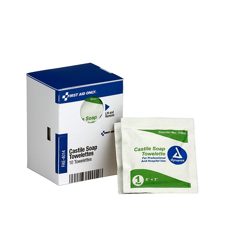 First Aid Only SmartCompliance Castile Soap Wipes Refill, 10/Box (FAE-4014) image 1
