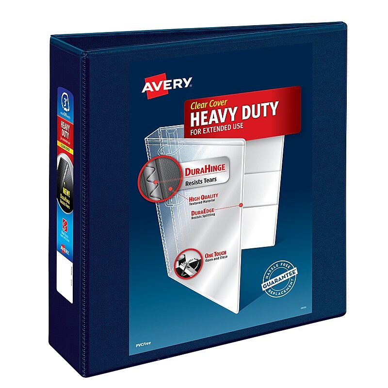Avery Heavy Duty 3" 3-Ring View Binders, D-Ring, Navy Blue (79803) image 1