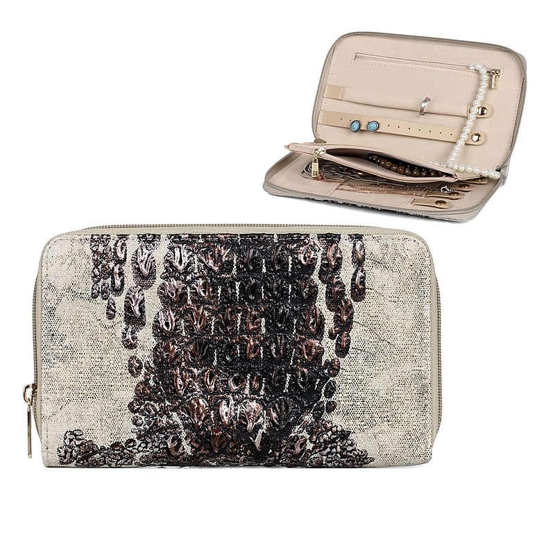 Karla Hanson Eva Canvas Jewelry Organizer Case, Beige (80112BEIGE) image 1