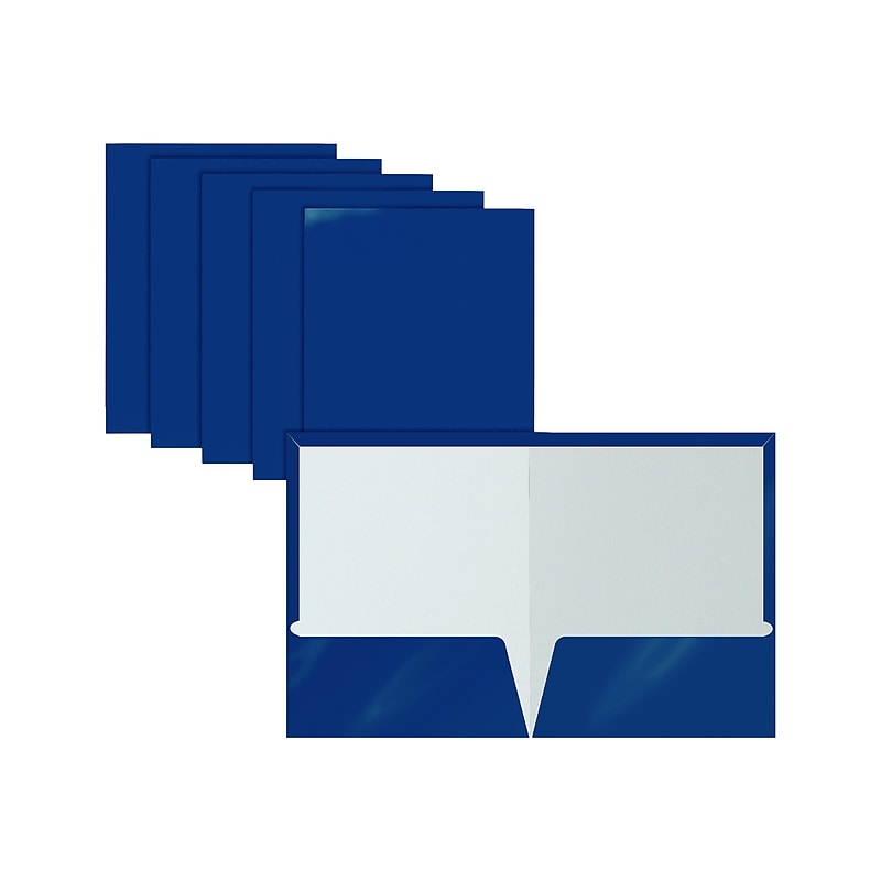 Better Office Glossy 2-Pocket Portfolio Folder, Blue, 25/Pack (80182-25PK) image 1