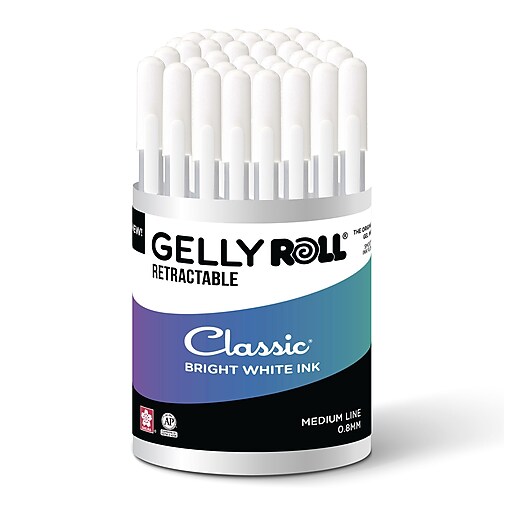Sakura Gelly Roll Retractable Classic Gel Pens, White, 36/Pack