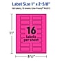 Avery Rectangle Laser/Inkjet Multipurpose Labels, 1" x 2-5/8", Neon Magenta (160/Pack)~#|#~51173158-EBEF-4674-A9C8E4163959517A_sc7