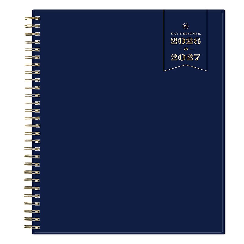 2026-2027 Blue Sky Day Designer 8" x 10" Academic Monthly Planner, Plastic Cover, Navy (161409) image 1