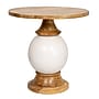 Storied Home Mango Wood and Metal Round Pedestal Table, White/Brown (DF0032)~#|#~511970C0-34A7-41F2-AD9BEACD7D2BF3FD_sc7