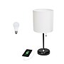 Creekwood Home Oslo 19.5" LED Table Lamp with USB Port, Black Base/White Shade (CWT-2011-BA-LB)~#|#~51198C7A-5F4F-40E7-AEE3B7BFFF0DCEC4_sc7
