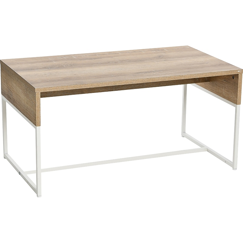 Household Essentials Wrap 35"W x 20"D Laminate Coffee Table, Coastal Oak/White (8270-1) image 1