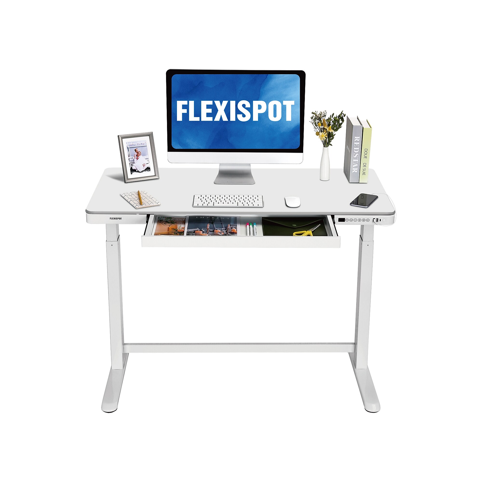 FlexiSpot EW8 48″W Rectangular Adjustable Metal Standing Desk, White (EW8W) Sansujyuku sansujyuku.com