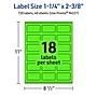 Avery Laser/Inkjet Multipurpose Rectangle Labels, 1-1/4" x 2-3/8", Neon Green, 720/Pack (94227)~#|#~512D62B0-62CE-443B-815F9A32BA012661_sc7