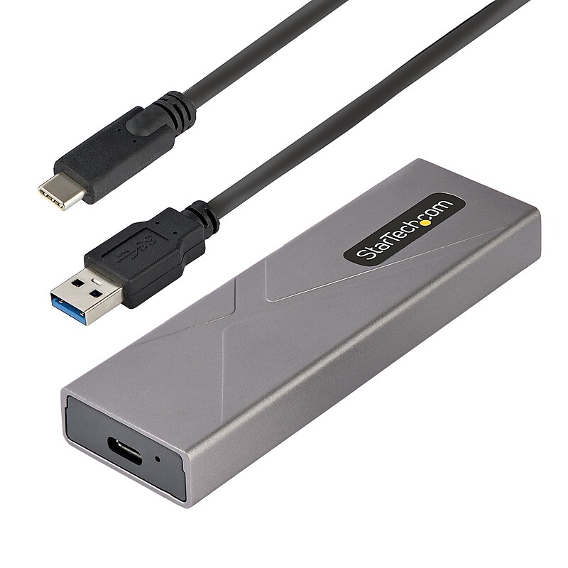 StarTech.com USB-C (10Gbps) M.2 NVMe or SATA SSD Drive Enclosure, Aluminum, USB-C & USB-A Host Cables (M2-USB-C-NVME-SATA) image 1