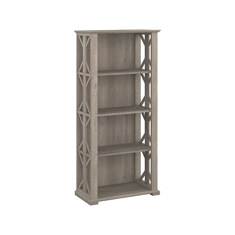 Bush Furniture Homestead 66"H 4-Shelf Bookcase with Adjustable Shelves, Driftwood Gray Laminated Wood (HOB166DG-03) image 1