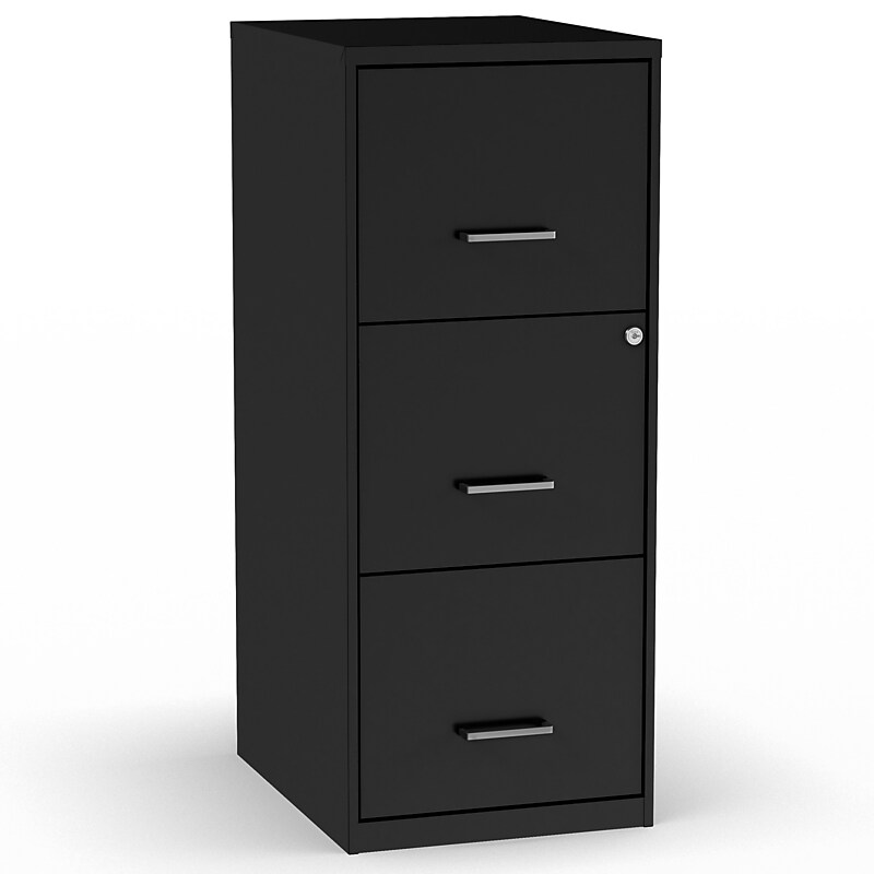 Staples 3-Drawer Vertical File Cabinet, Letter Size, Lockable, 34.9"H x 14.3"W x 18.9"D, Black (ST52151-CC) image 1
