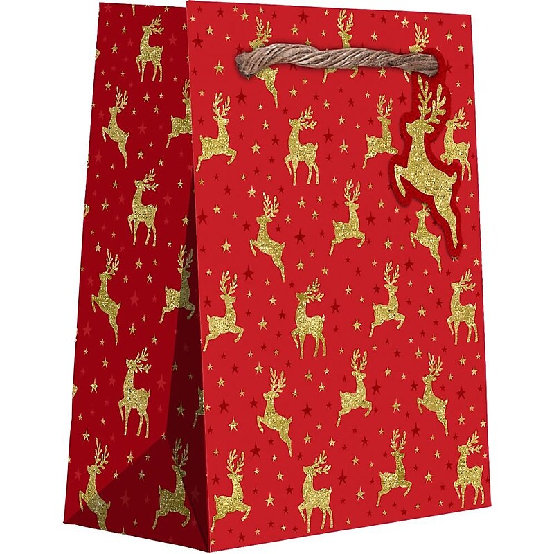 JAM Paper Medium Glitzy Reindeer Gift Bags, Multicolored, 120/Pack (526BXMT6421) image 1